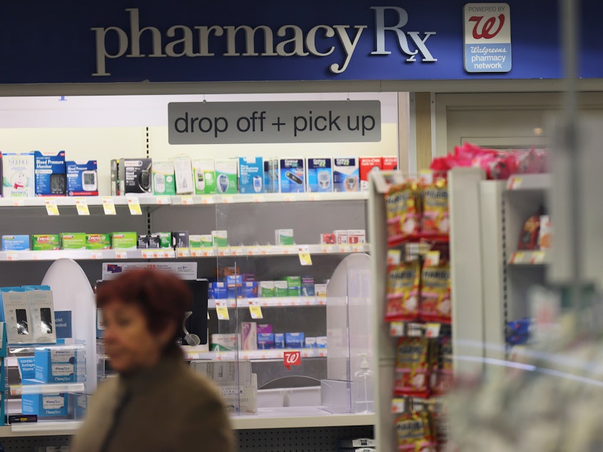 caption: A Walgreens pharmacy is pictured on Jan. 5 in New York City. Walgreens says it won't sell mifepristone in states where Republican attorneys general threatened legal action.