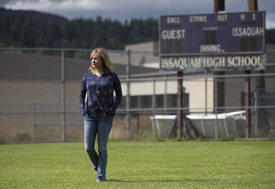caption: Freya Thoreson poses for a portrait on the sports field in between Issaquah Middle School and the Sportmen's Gun Range on Tuesday, September 11, 2018, in Issaquah.