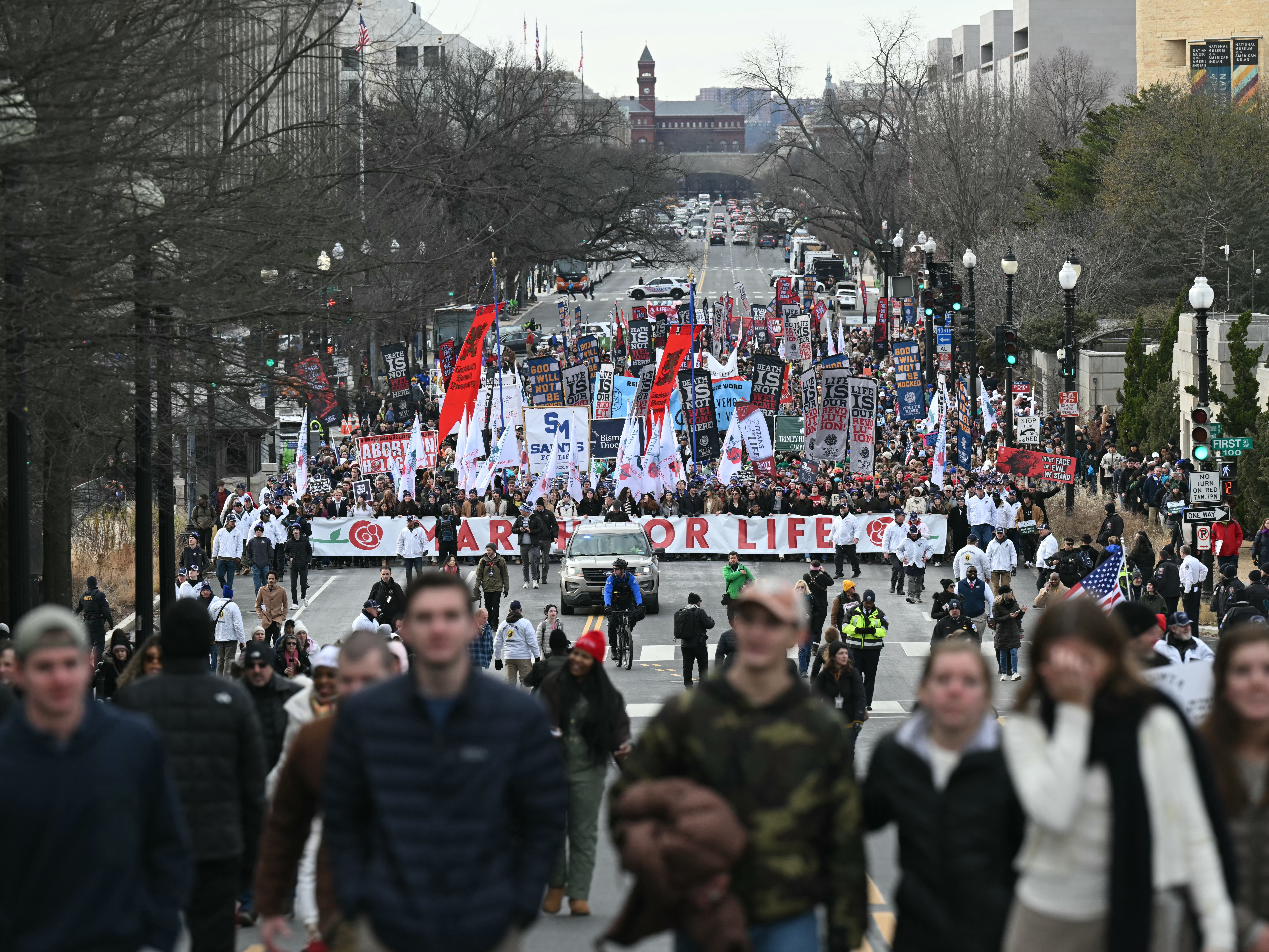 caption: The 53rd annual March for Life rally was held in Washington, D.C., on Jan. 23. There were about 1.1 million abortions in the U.S. both in 2024 and 2025, says a new report.