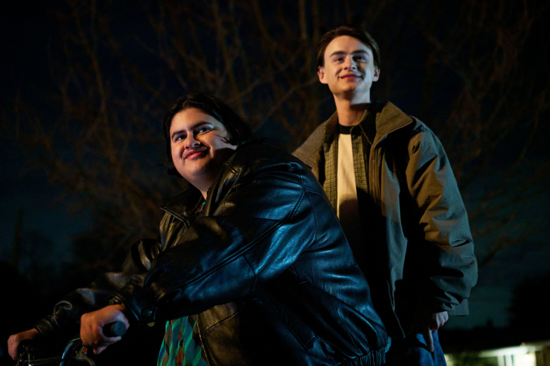 caption: Julian Dennison (Danny) and Jaeden Martell (Eli) star in "Y2K." 