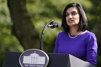 caption: Administrator of the Centers for Medicare and Medicaid Services Seema Verma, pictured at a White House event last month, says her agency will be stepping up fines for nursing homes that fail to sufficiently control infections.