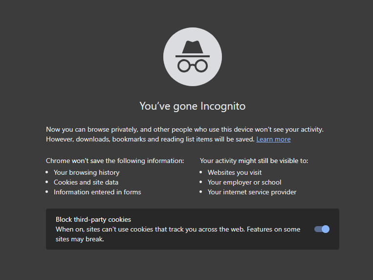 caption: Google now informs users of the limitations of its so-called "incognito mode," which enables more private web browsing.