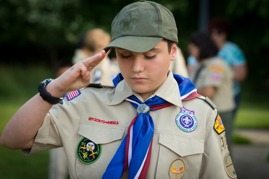 caption: Boy Scouts Retire Flags