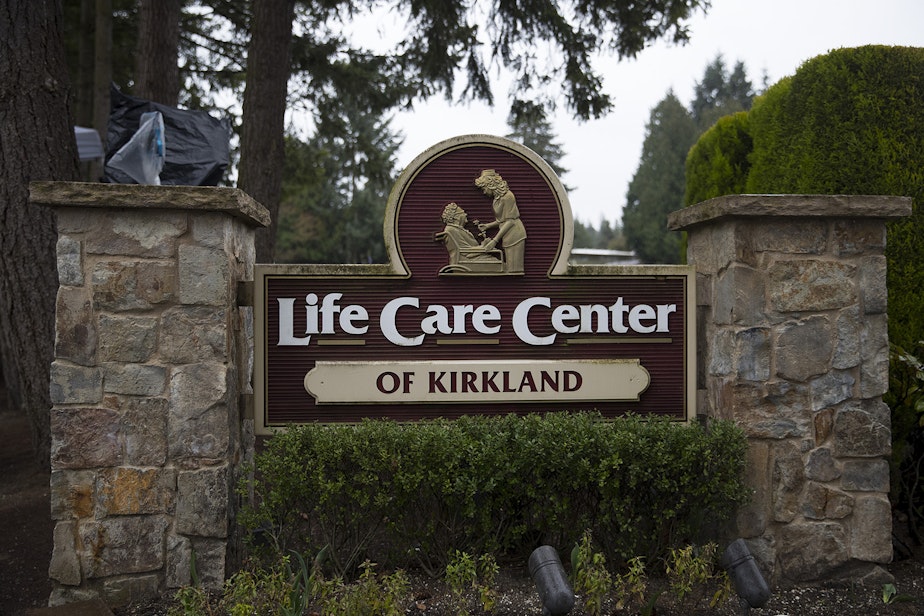 caption: The Life Care Center of Kirkland, a nursing care facility that has become the epicenter of the coronavirus outbreak in Washington state, is shown on Monday, March 2, 2020, in Kirkland.