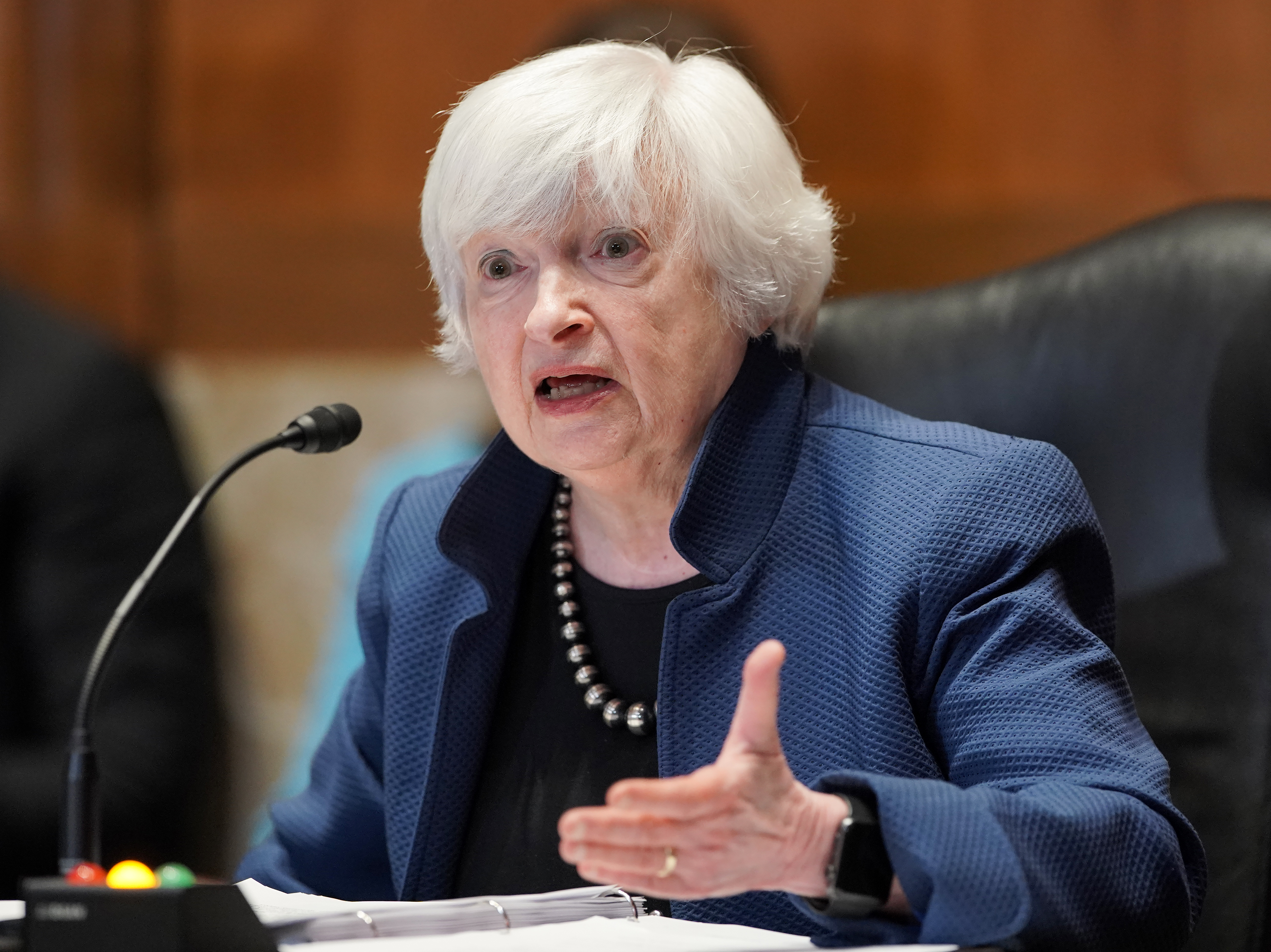 caption: Treasury Secretary Janet Yellen, pictured on Capitol Hill last month, called for a permanent expansion of the child tax credit during an interview with NPR on Thursday.