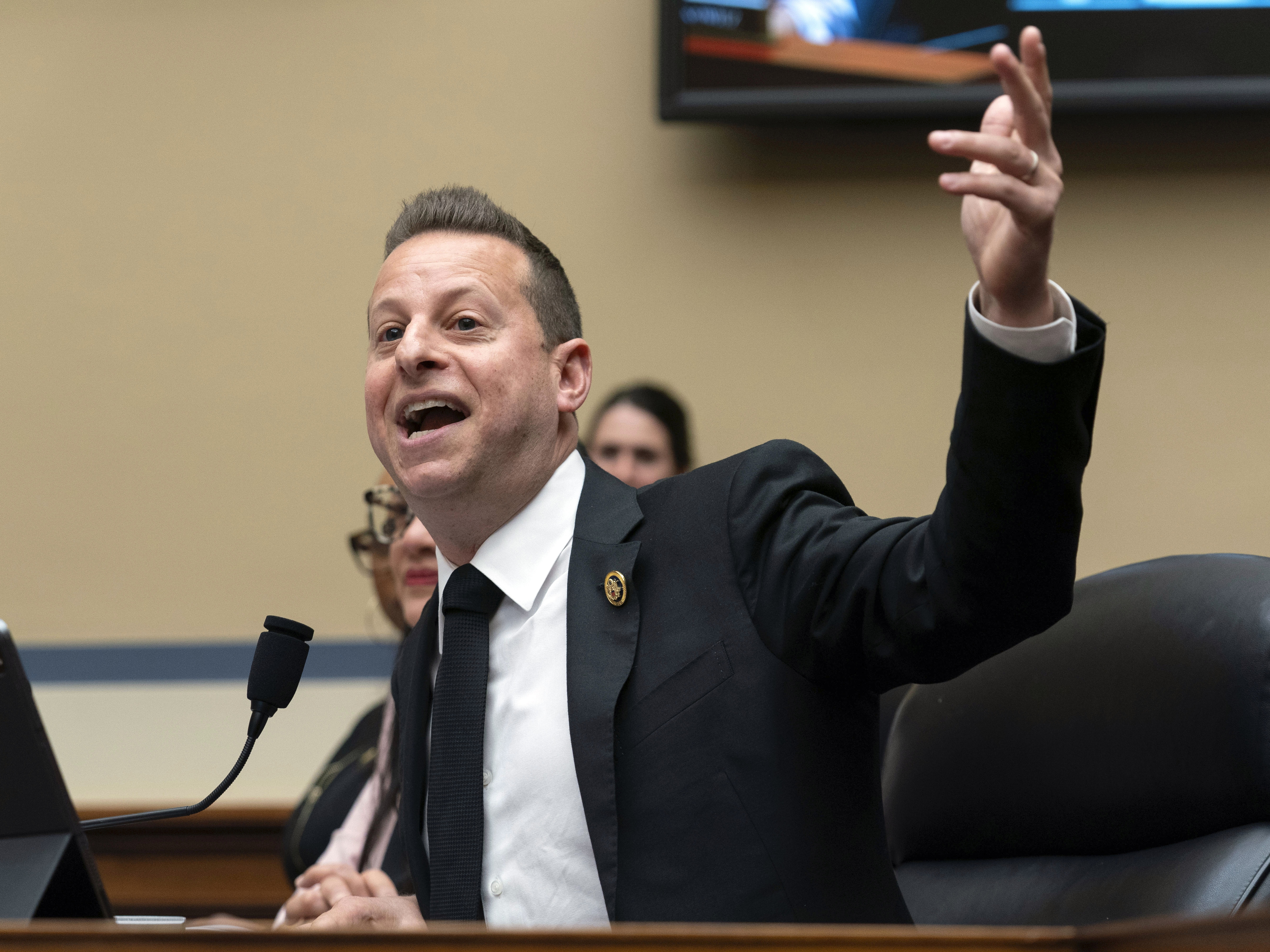 caption: Rep. Jared Moskowitz, D-Fla., speaks during the House Oversight and Accountability Committee hearing on Capitol Hill in Washington, Wednesday, March 20, 2024.