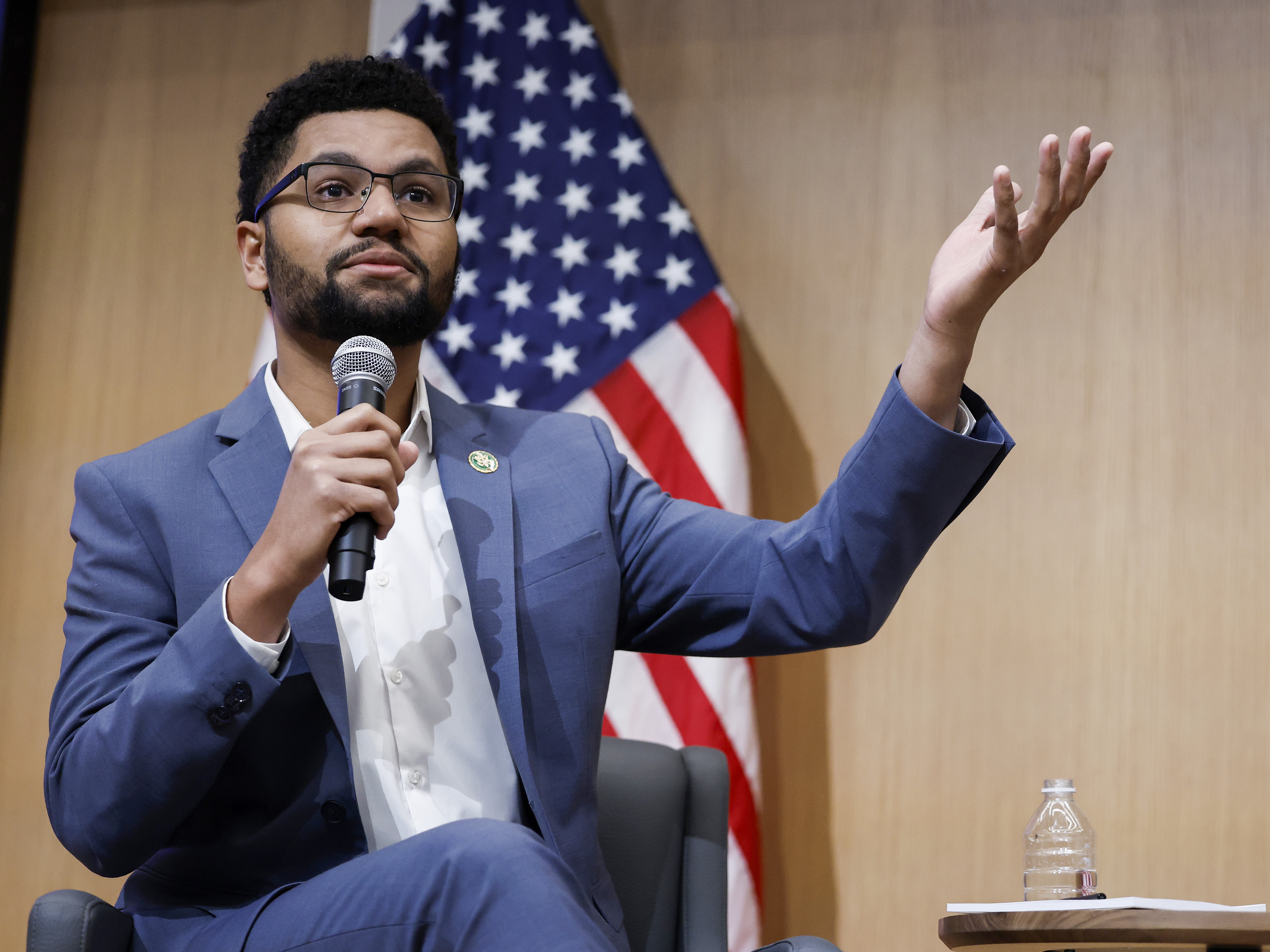 caption: Maxwell Frost, D-Fla., is among the members using Spanglish--meaning a mix of English and Spanish--to communicate with constituents.