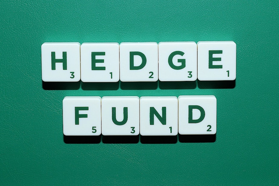 caption: Scrabble tiles spell out the words "hedge fund".