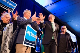 caption: Last year, Washington Gov. Jay Inslee was running for president. Then he declared a 3rd-term run for governor. Then the coronavirus hit. Now his opponents have a lot to say about how he's handled it.