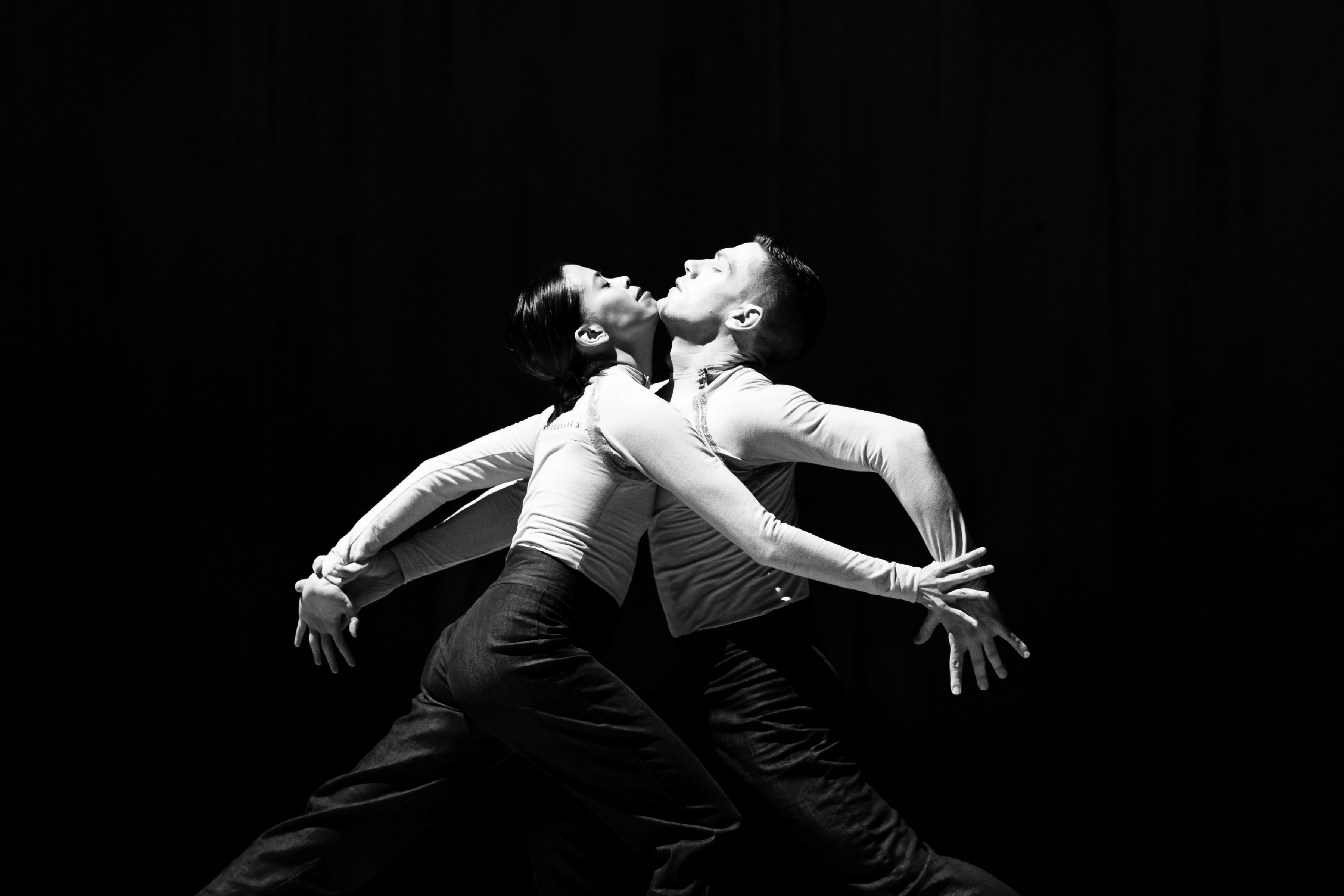 caption: Whim W'Him dancer Liane Aung, left, with former company member Patrick Kilbane