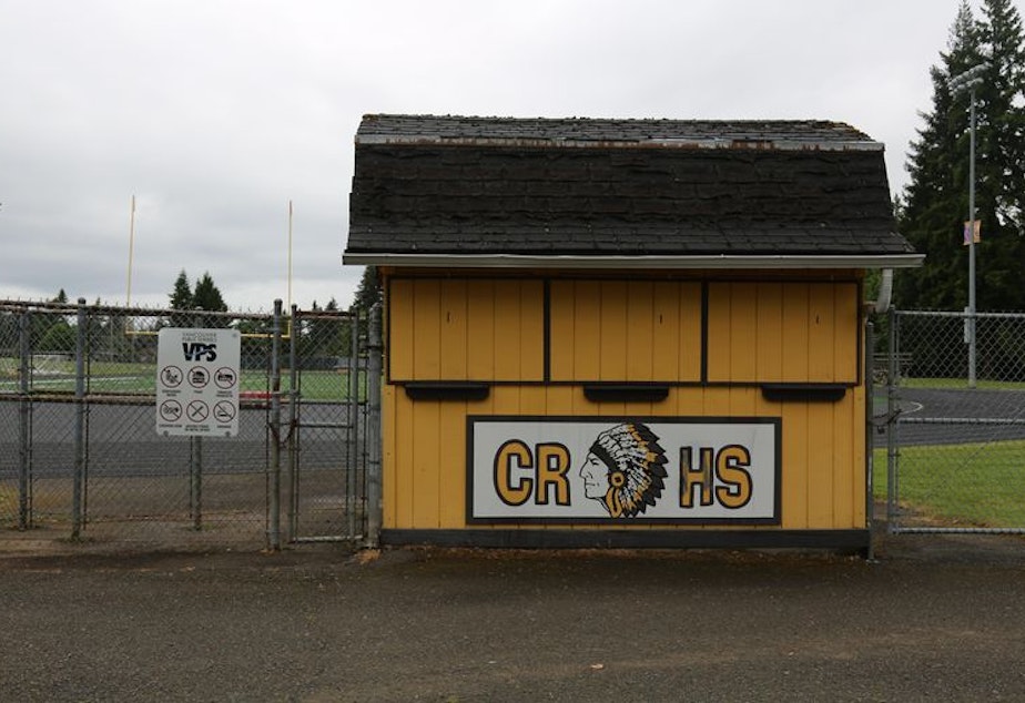 caption: The Chieftains mascot at Columbia River High School in Vancouver, Washington, is on the way out following a unanimous vote of the school board.