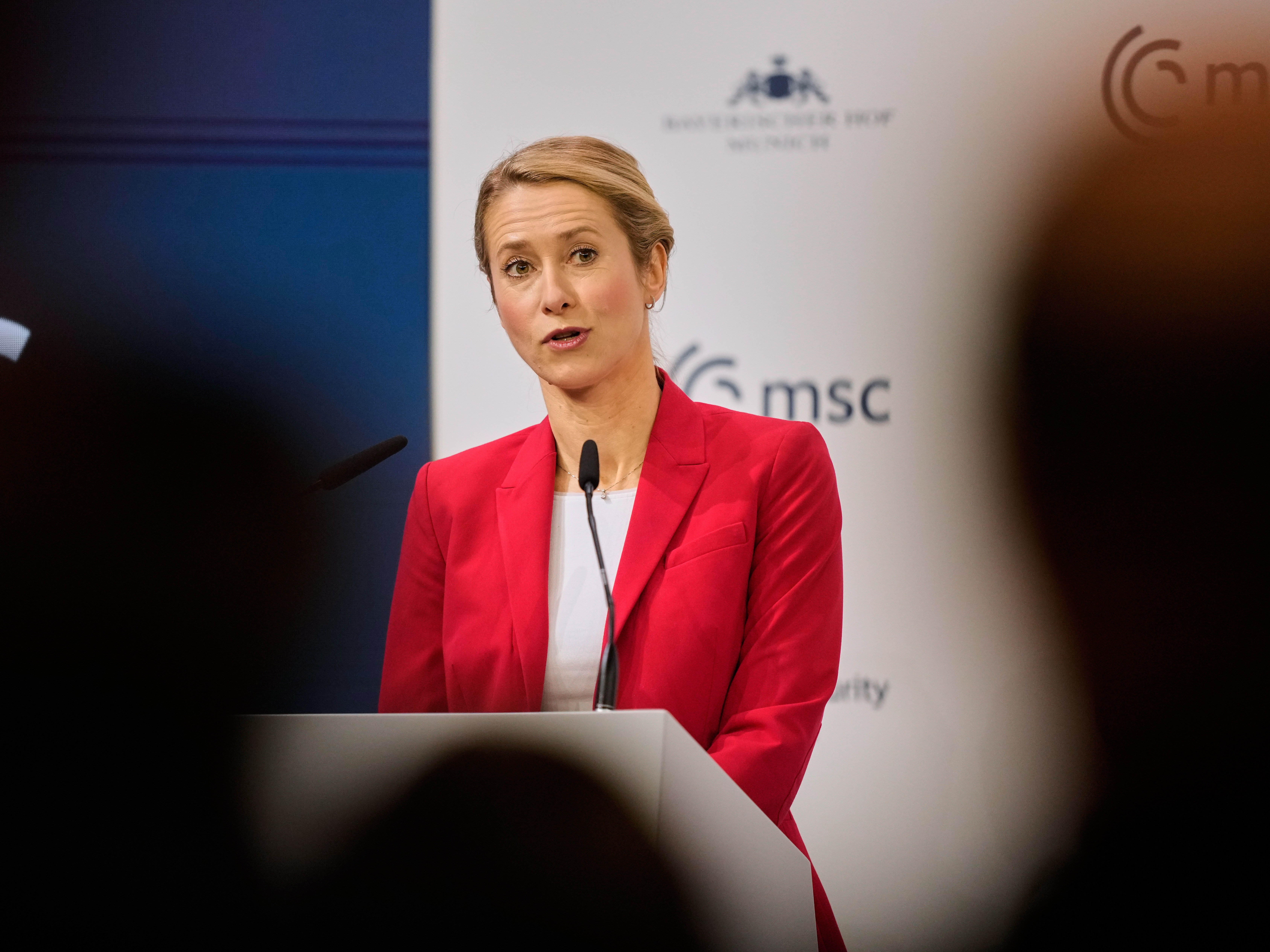 caption: European Union foreign policy chief Kaja Kallas speaks during the Munich Security Conference in Munich, Germany, Sunday, Feb. 15, 2026.