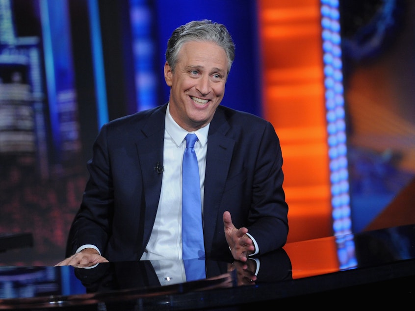 caption: Comedy Central has announced that Jon Stewart will return to <em>The Daily Show </em>host chair through the 2024 elections. He's shown above in August 2015.