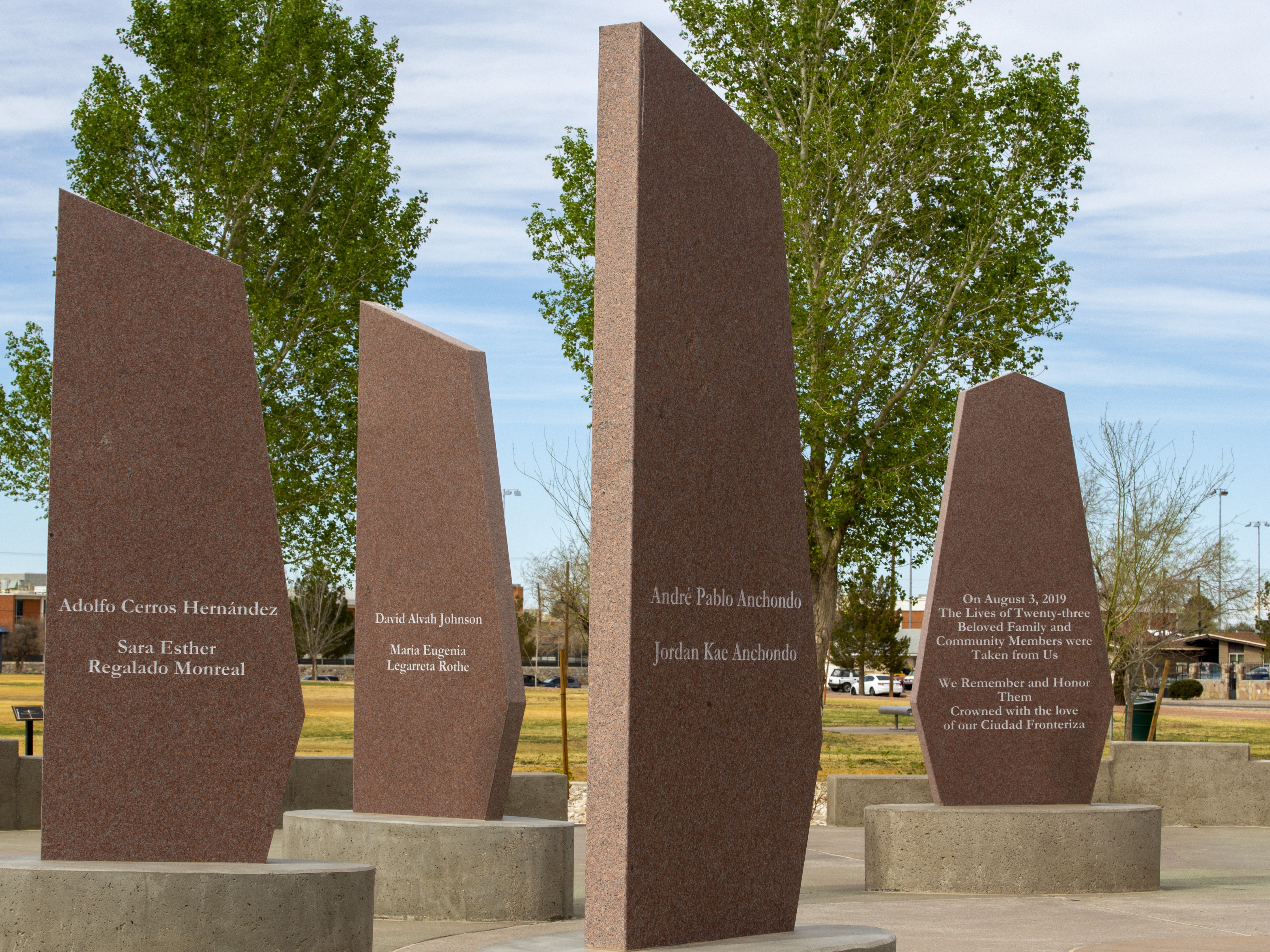 caption: A memorial to honor the victims of the 2019 Walmart mass shooting, is pictured on Tuesday, March 25, 2025, in El Paso, Texas.