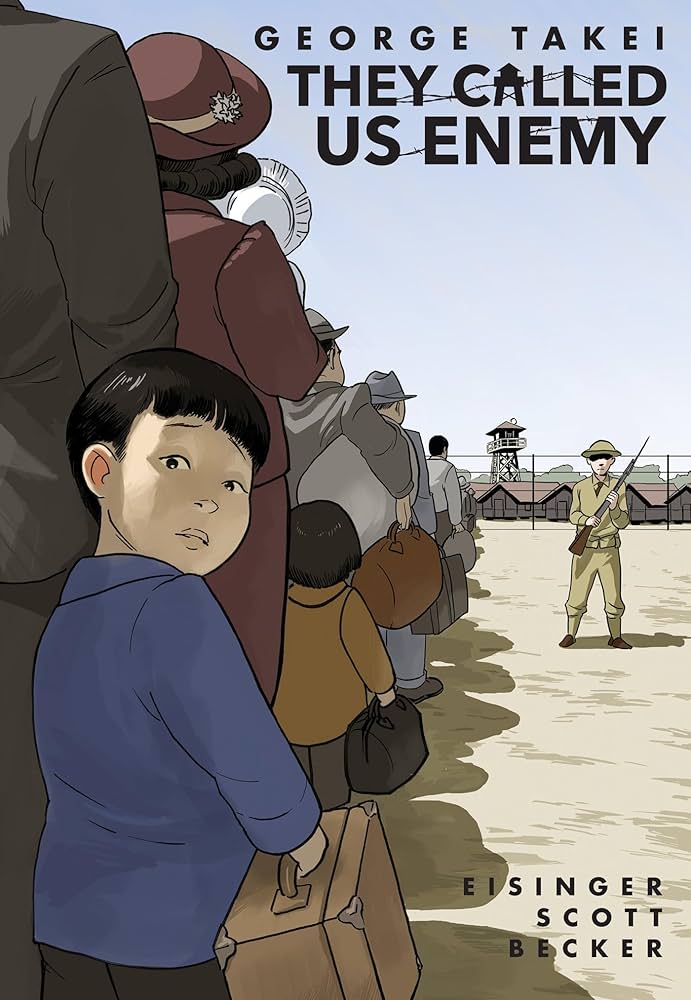 caption: "They Called Us Enemy" is a 2019 graphic novel focused on Takei's experiences during the incarceration of Japanese Americans during World War 11. 