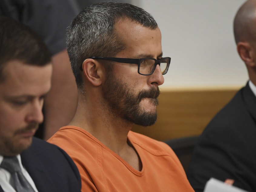 caption: Christopher Watts in court for his arraignment hearing at the Weld County Courthouse in August in Greeley, Colo.