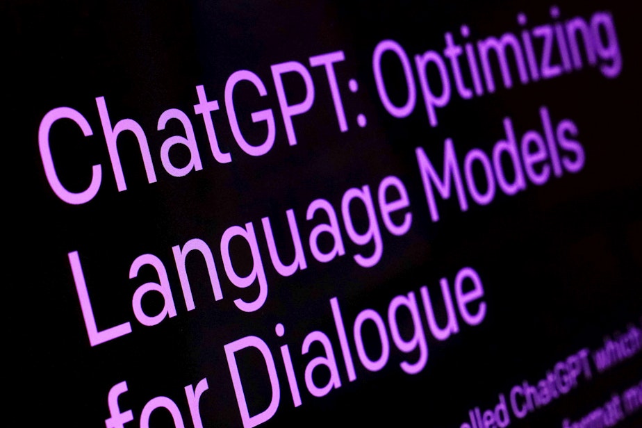 caption: Text from the ChatGPT page of the OpenAI website is shown in this photo, in New York, Feb. 2, 2023.