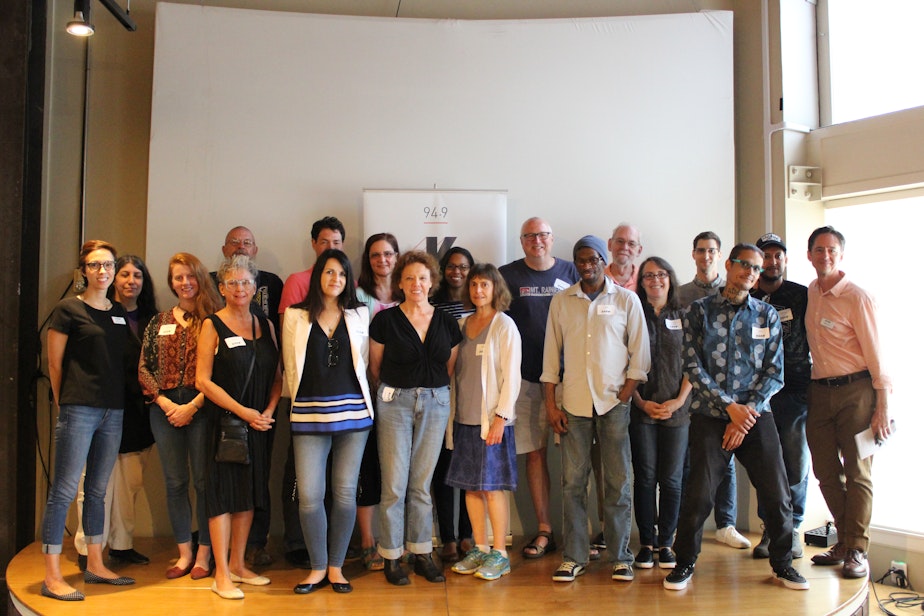 caption: Participants at KUOW's Ask A Person Who Has Experienced Homelessness event on August 18, 2018.