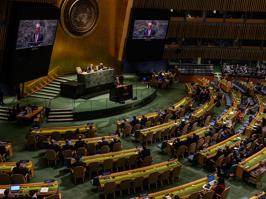 caption: U.N. Secretary-General António Guterres says we are facing "a time of nuclear danger not seen since the height of the Cold War." His remarks came at the 2022 Review Conference of the Parties to the Treaty on the Non-Proliferation of Nuclear Weapons at the United Nations in New York City.