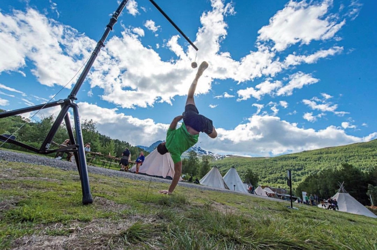 caption: Inuit Games High Kick, Northern Norway