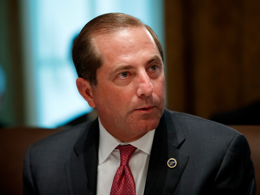 caption: Health and Human Services Secretary Alex Azar led a press briefing Tuesday laying out the agency's strategy for preventing the novel form of coronavirus from taking hold in the U.S.