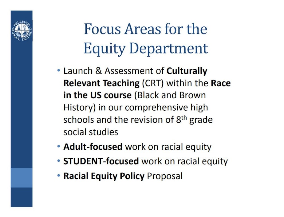 caption: Slide 7 from a Bellevue School District slide deck entitled Equity Report, published on the district's website. 