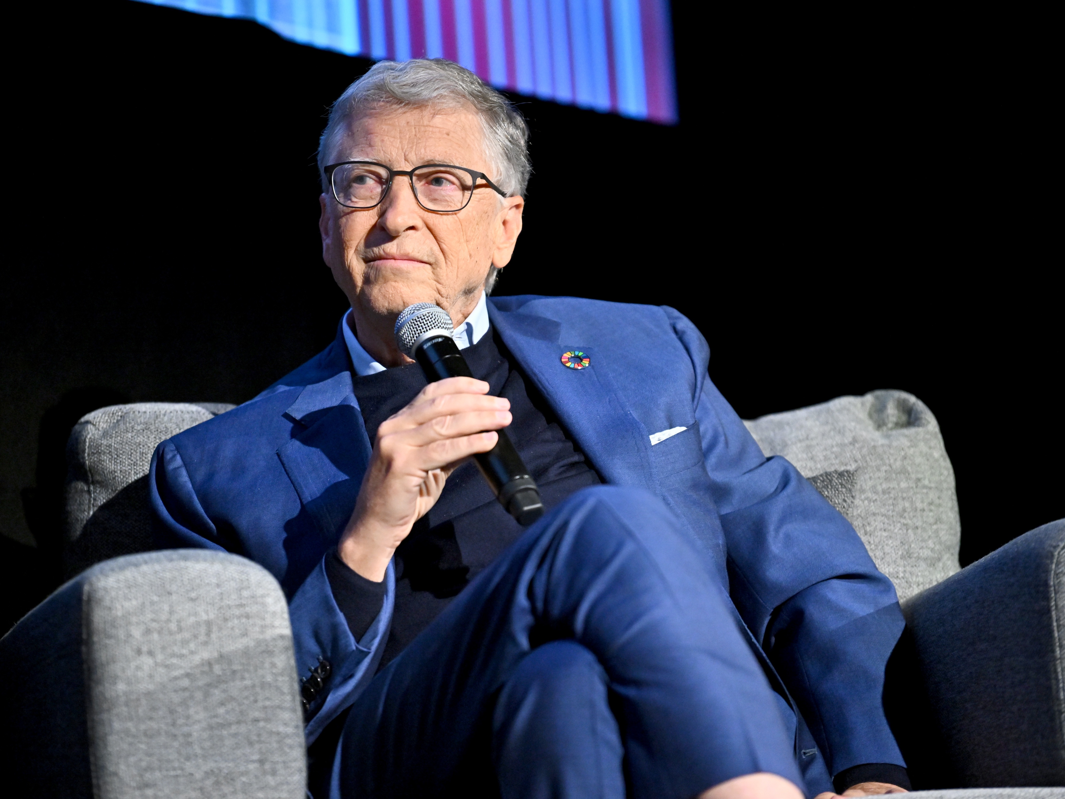 caption: Bill Gates speaks during an event in New York City in September 2024. He is scheduled to testify before a House committee investigating Jeffrey Epstein.