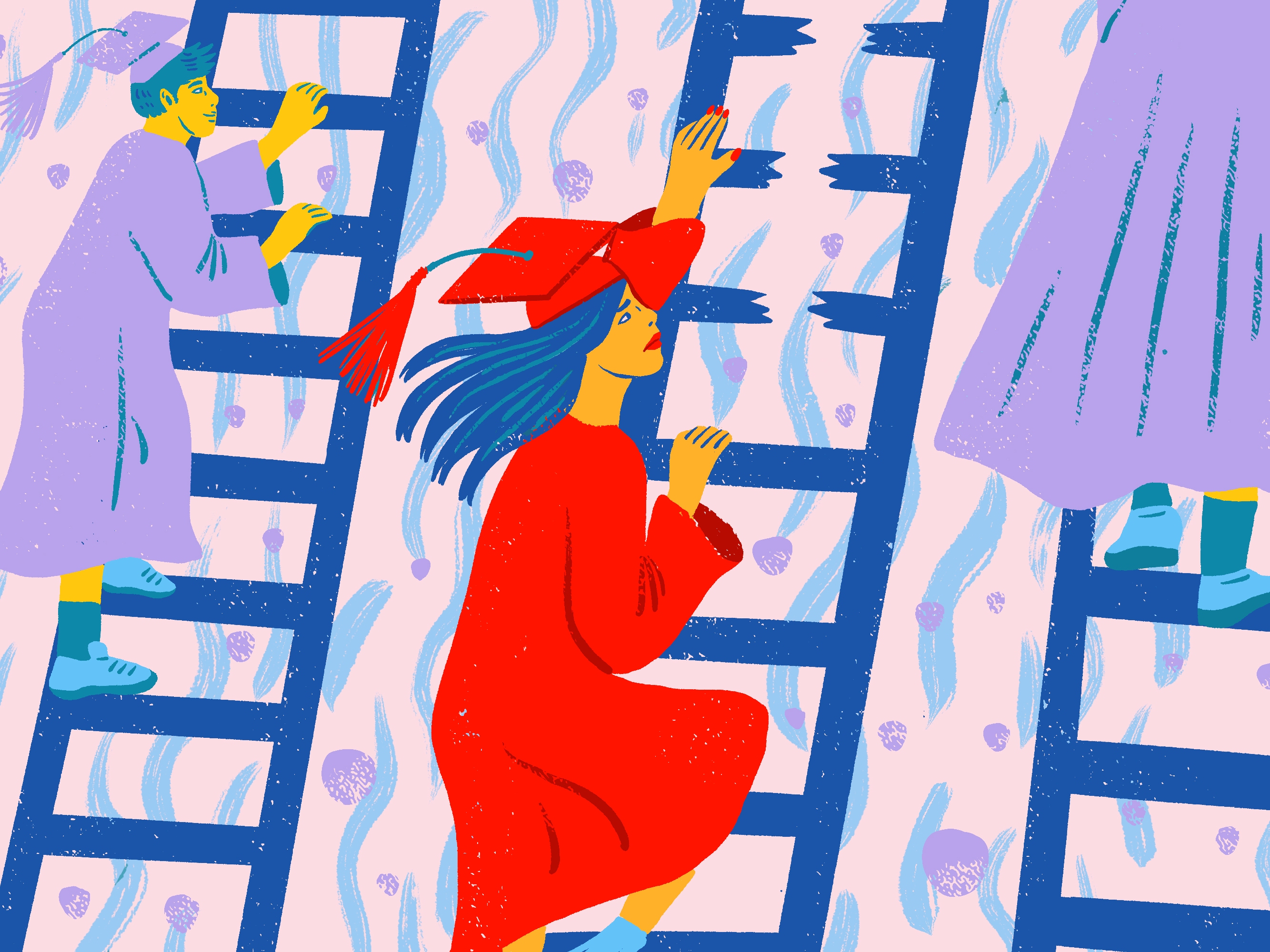 caption: On college campuses, women are making inroads in male-dominated fields like engineering and business. But that is not eliminating the earnings gaps in leadership and income in the workplace.