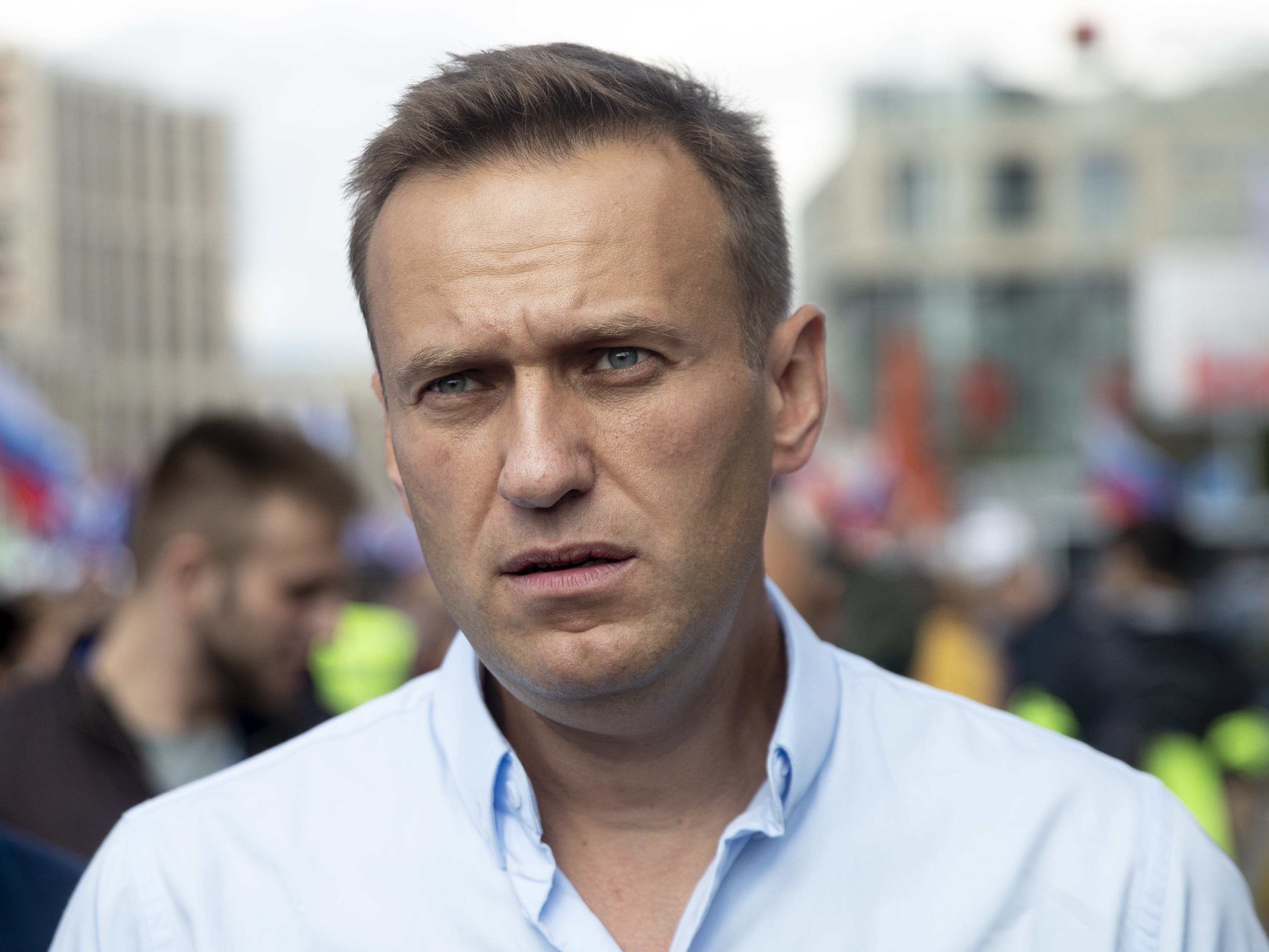 caption: Russian opposition activist Alexei Navalny attends a protest in Moscow, Russia, on July 20.