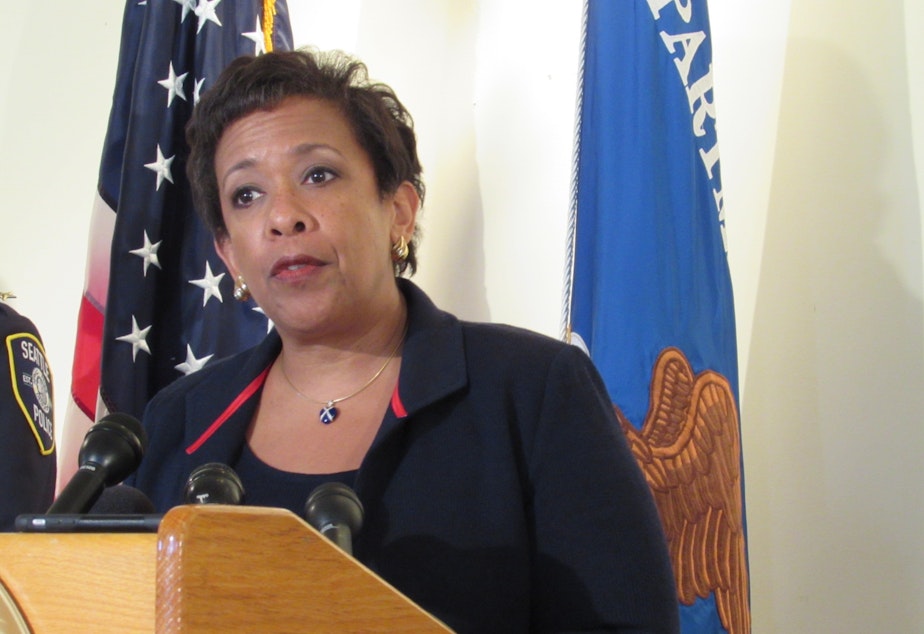 caption: Attorney General Loretta Lynch says Seattle is one of the cities that have turned the corner on policing.