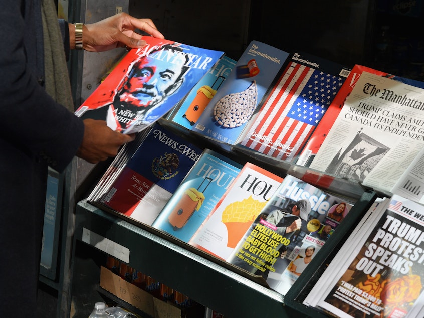 caption: <em>Columbia Journalism Review</em> set up a misinformation newsstand in Manhattan in October 2018, in an effort to educate news consumers about the dangers of disinformation in the lead-up to the U.S. midterm elections.