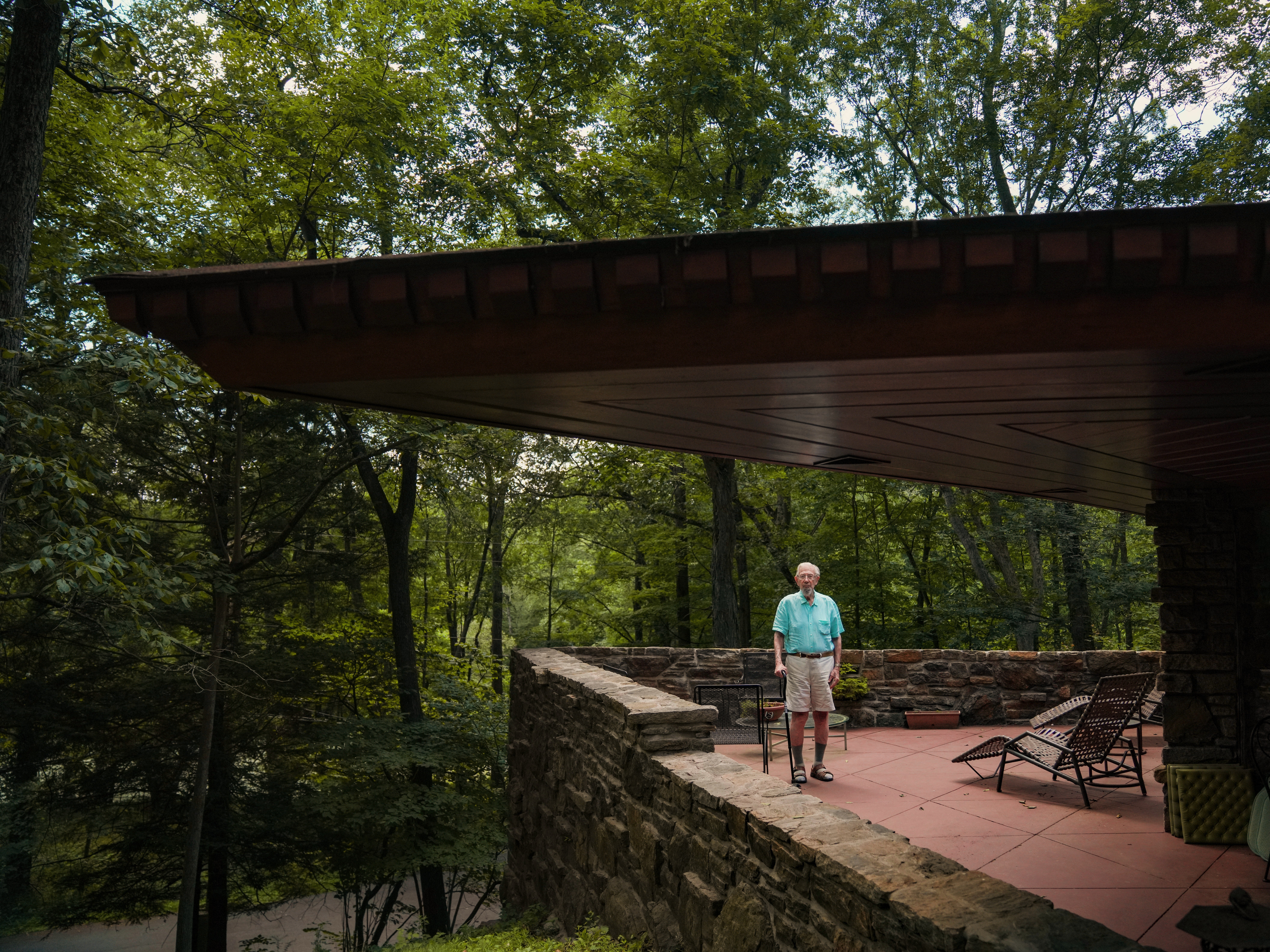 caption: The Reisley House in Pleasantville, N.Y., was designed by Frank Lloyd Wright in the 1950s. Roland Reisley, 101, the original owner of the house, still resides there more than 70 years later.