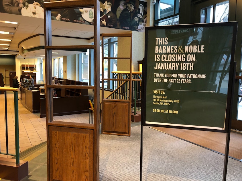 caption: Barnes & Noble in downtown Seattle closes, two decades after executives there threatened to open a book-selling website to "crush" Amazon. com