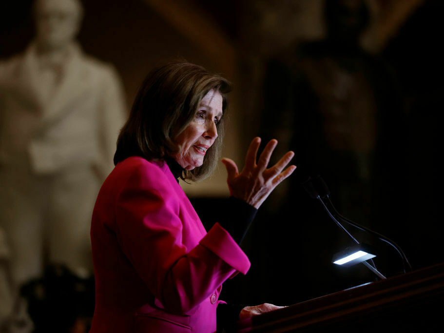 caption: Former Speaker of the House Nancy Pelosi at the U.S. Capitol in February.