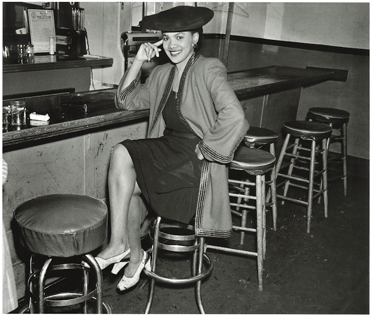 caption: Unidentified woman at the Black and Tan, around 1944. (To help us ID this woman, note the photo number. This is #6.)