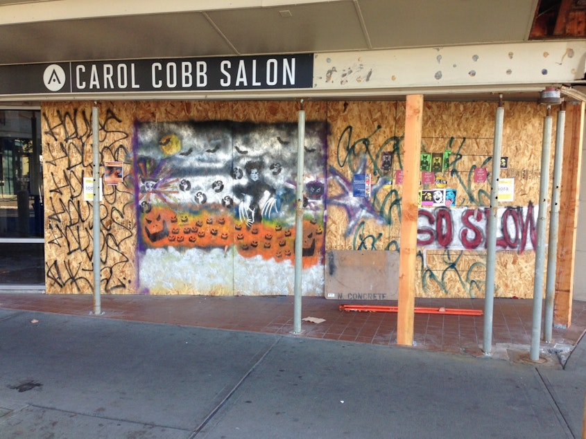 caption: An SUV barreled into a storefront on Rainier Avenue in Columbia City. Residents there have been complaining for years about cars speeding, and now city data proves they were right.