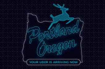 caption: Uber modified the Portland City Mark (as seen here), prompting a cease-and-desist letter from the City of Portland for trademark violation. It was one of a number of legal actions taken against the company. Uber has since removed the image from their blog