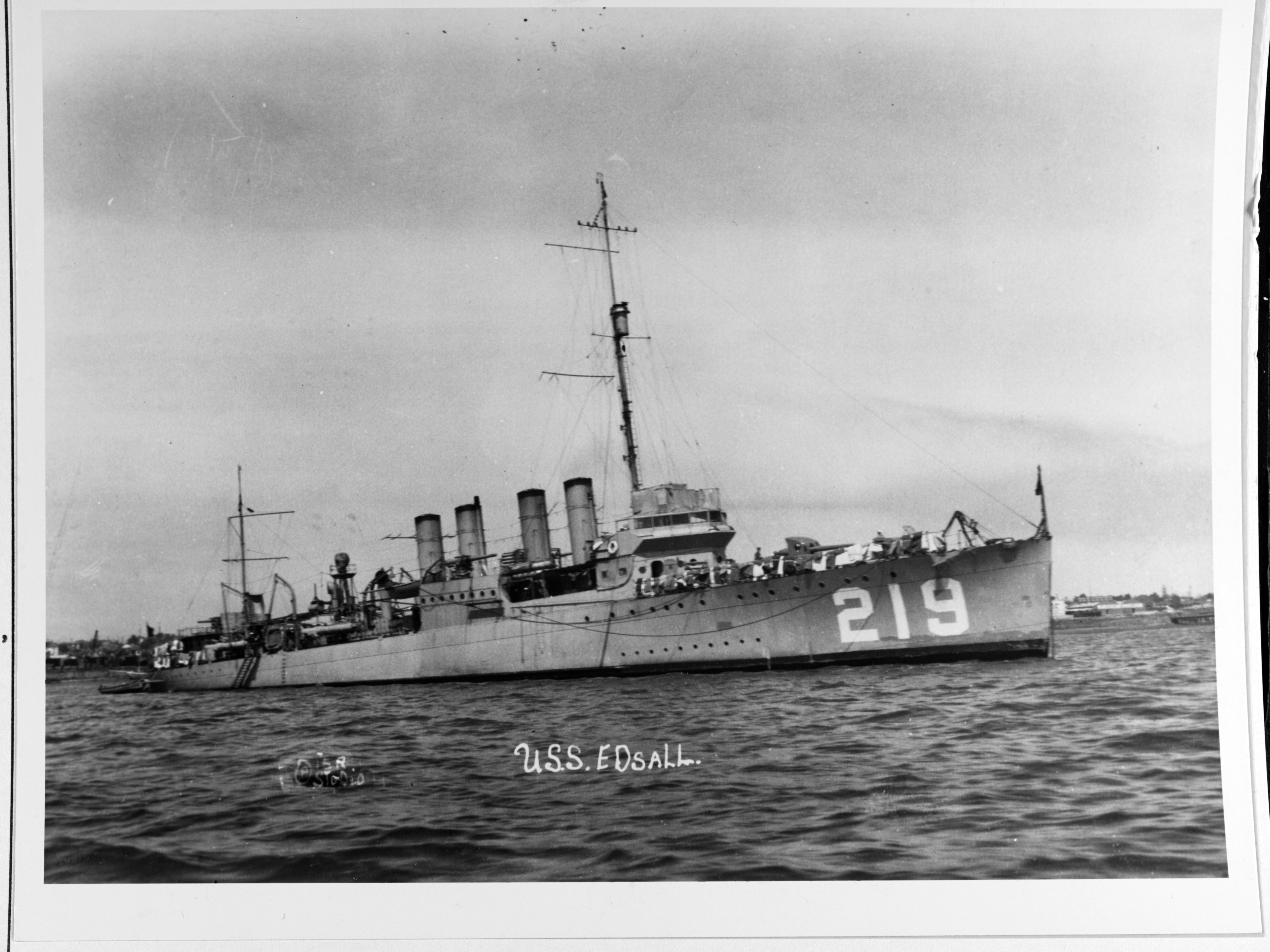 caption: The USS Edsall is pictured in San Diego Harbor, Calif., 1920s. The ship was lost during World War II but was located by Australia's navy last year.