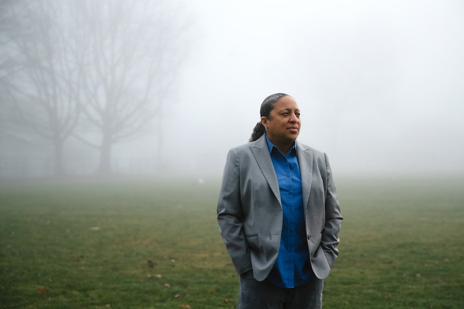 caption: Monisha Harrell is portrayed on Wednesday, January 29, 2025, at Garfield High School in Seattle.