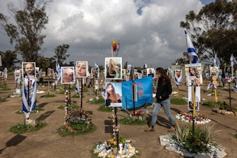 caption: A memorial at the site of the Nova rave, the deadliest single site of the attacks on Oct. 7. A new report by a United Nations team found "reasonable grounds to believe" that rape took place on Oct. 7, including at the site of the rave.