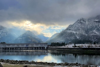caption: Bonneville Dam on the Columbia River and the Oregon-Washington border on March 1, 2023.