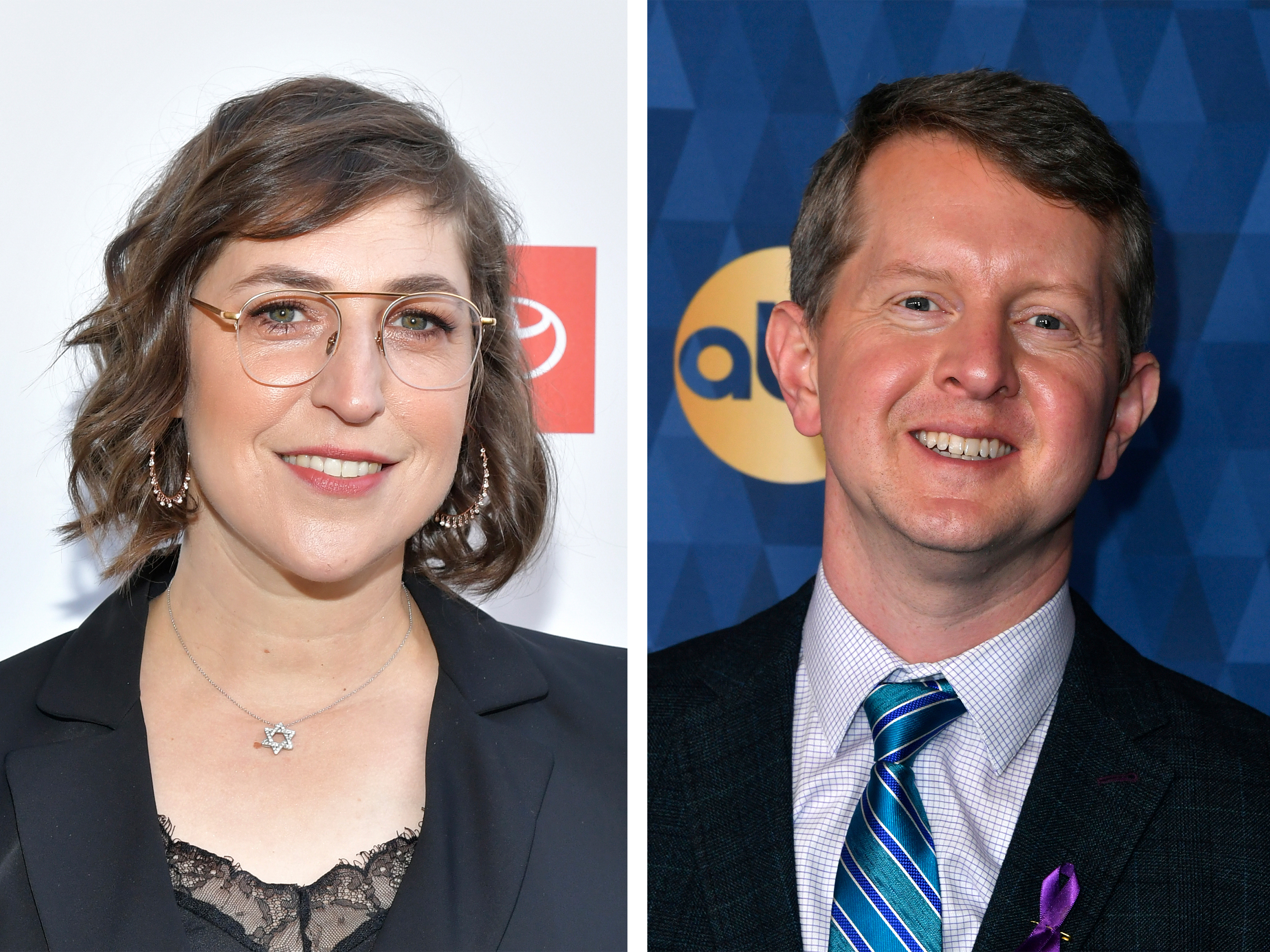 caption: Previous winner Ken Jennings will permanently host <em>Jeopardy! </em>episodes from September through December, while actress Mayim Bialik will host the show from January on.