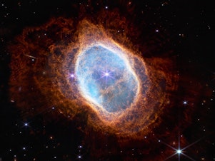 caption: This image of the Southern Ring Nebula was one of the first James Webb Space Telescope images released to the public last year.