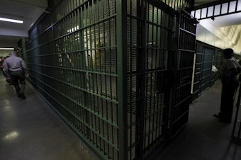caption: The population in U.S. jails, like the Los Angeles County Men's Central Jail pictured above, has risen since the pandemic. Most jail inmates are either awaiting court action on a current charge or held in jail for other reasons.