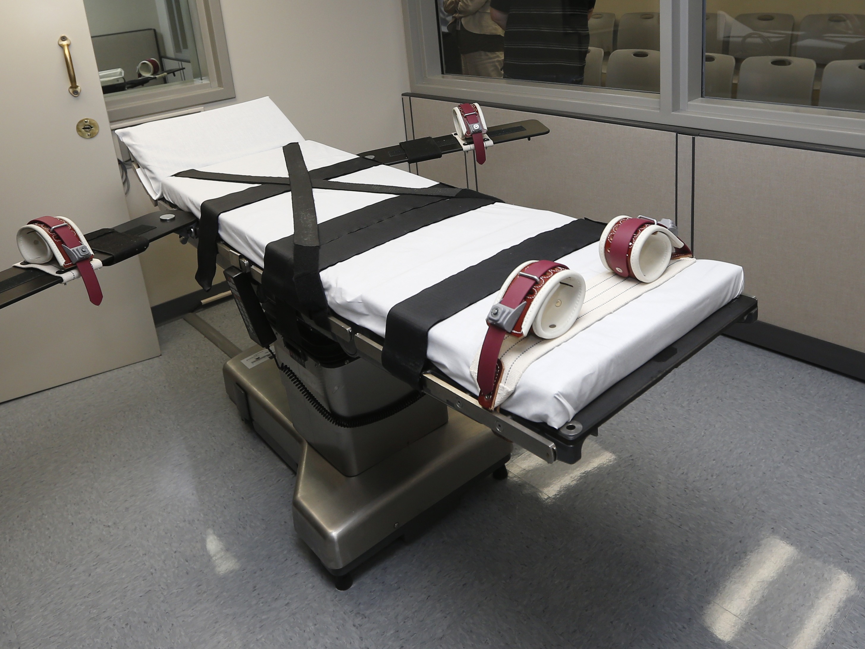 caption: A gurney in the execution chamber at the Oklahoma State Penitentiary in McAlester, Okla., on Oct. 9, 2014. A report from the Death Penalty Information Center noted a spike in executions in Florida in 2025.