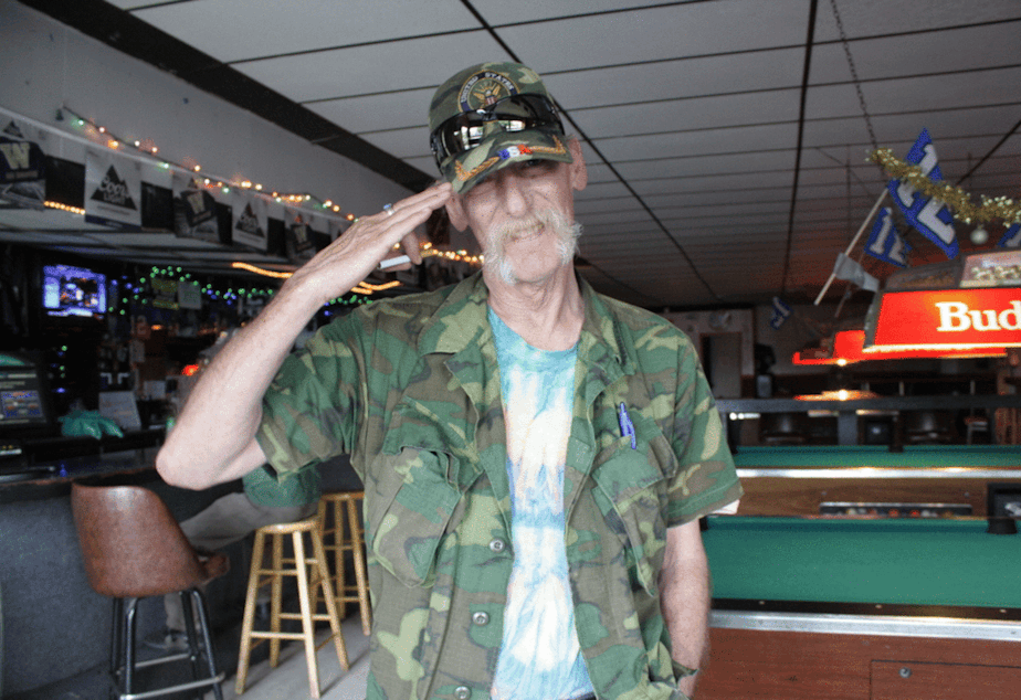 caption: Vietnam Vet Steve Gardener at the Drift Inn remembers Bremerton's rough and rowdy past