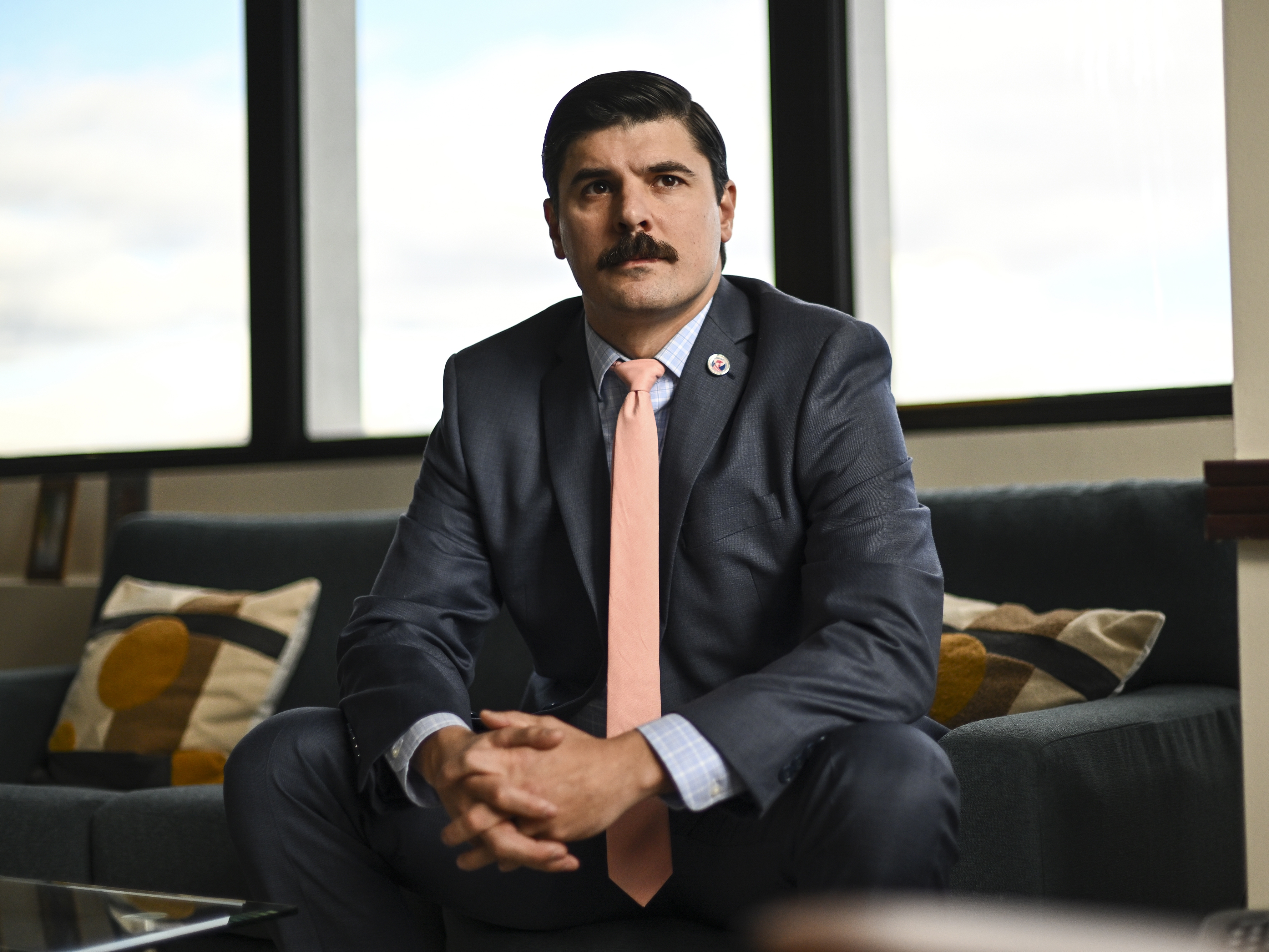 caption: Commissioner Richard Trumka Jr. is photographed at the Consumer Product Safety Commission on Jan. 20, 2023, in Bethesda, Md. He has vowed to fight President Trump's firing of him from his post on the commission.