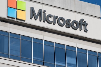 caption: A building with offices belonging to Microsoft is seen in Chevy Chase, Maryland, January 18, 2023.