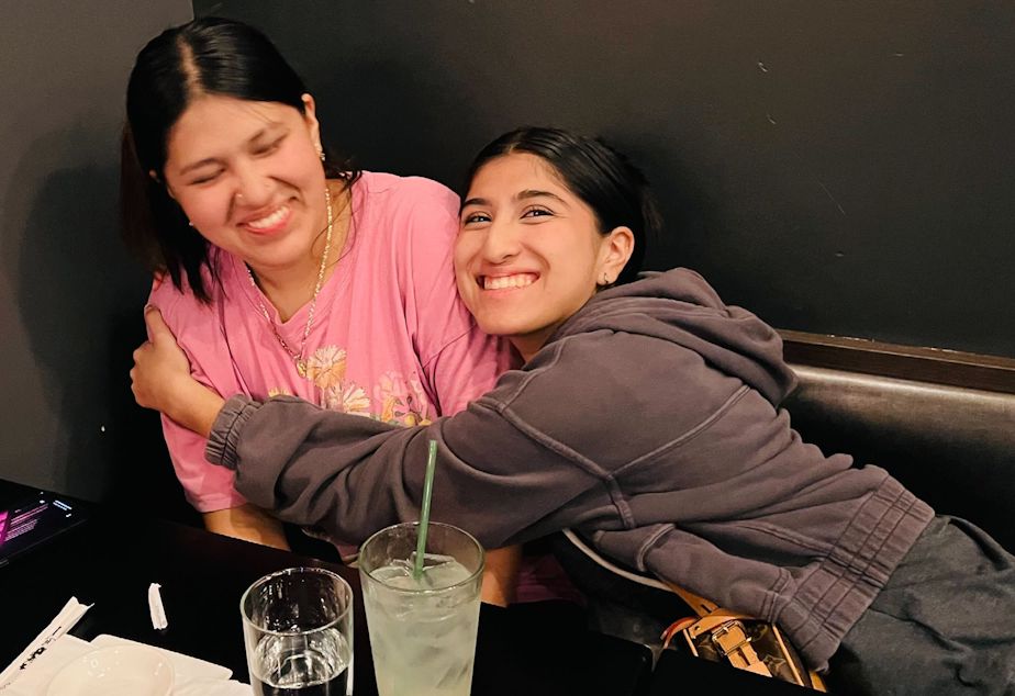 caption: Sisters Paulina (left) and Eva Solorio. Paulina chose to go to Mariner High School in Everett, Washington, while Eva chose to go to Kamiak High School in Mukilteo, Washington.