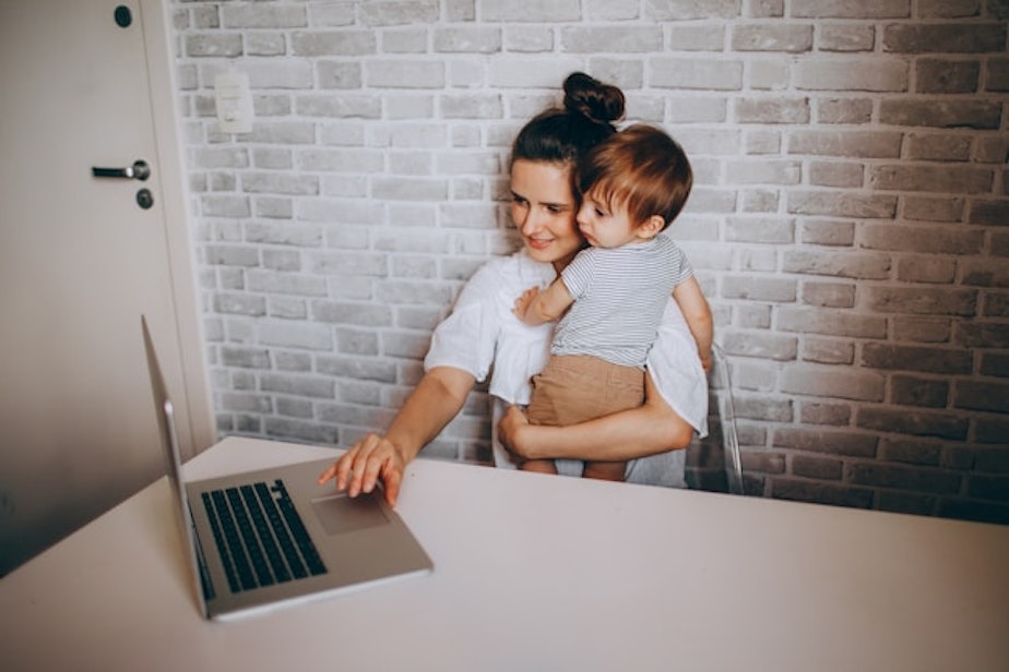 caption: The rise in hybrid work has led to an opportunity for new moms. There has been a surge in working moms entering the workforce.